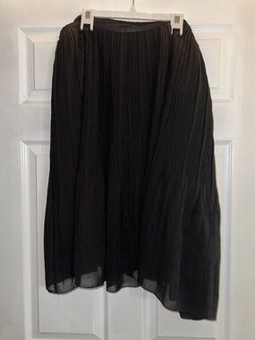 Elegant Black Pleated Maxi Skirt Plus Size 22 Sheer Lightweight 100% Polyester